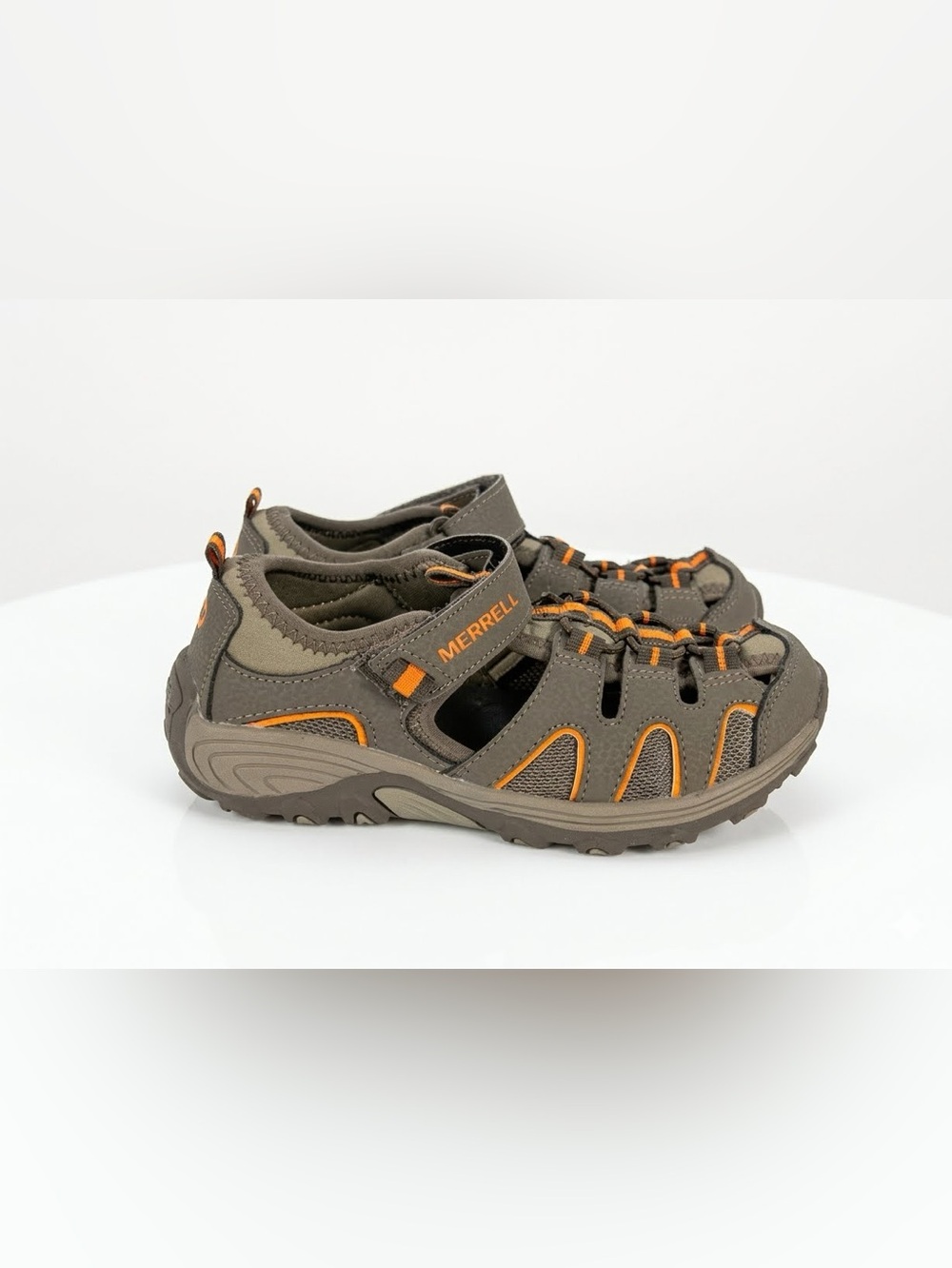 Merrell Kids' Hydro H2O Hiker Sandal in Gunsmoke/Orange Boys Size 13